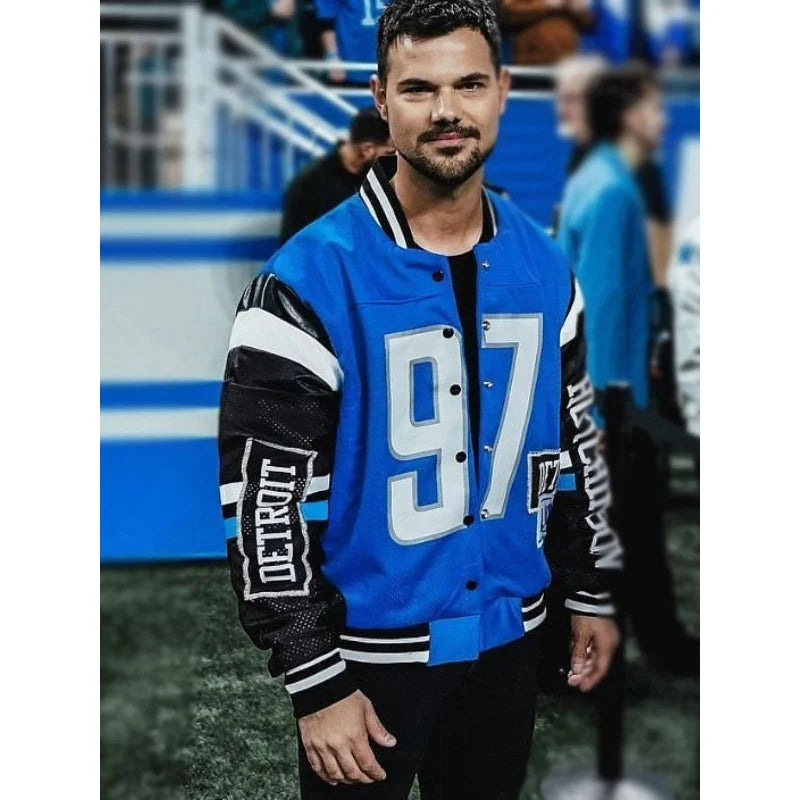 Taylor Lautner Kristin Juszczyk Detroit Lions Bomber Jacket
