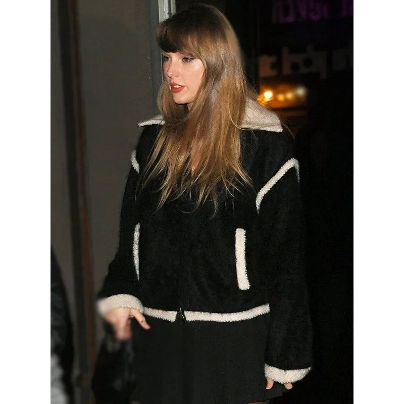 Taylor Swift Guest in Residence Grizzly Black Bomber Jacket