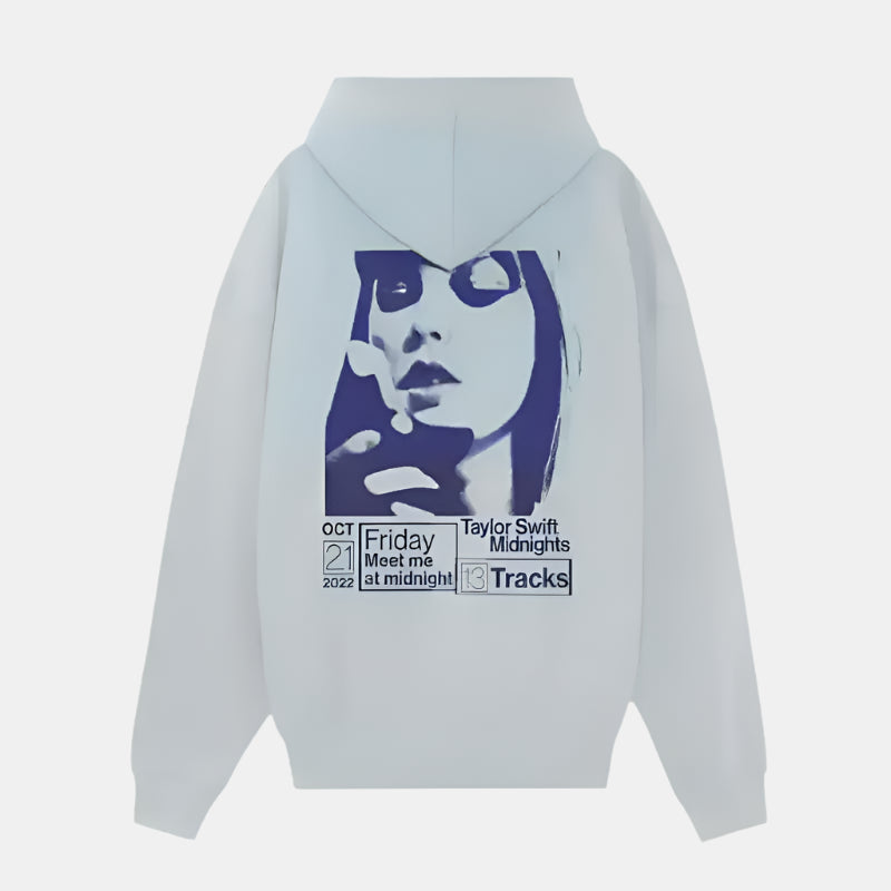 Front Taylor Swift Midnights Grey Hoodie