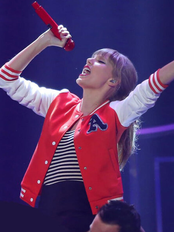 Taylor Swift Red And White Letterman Varsity Jacket