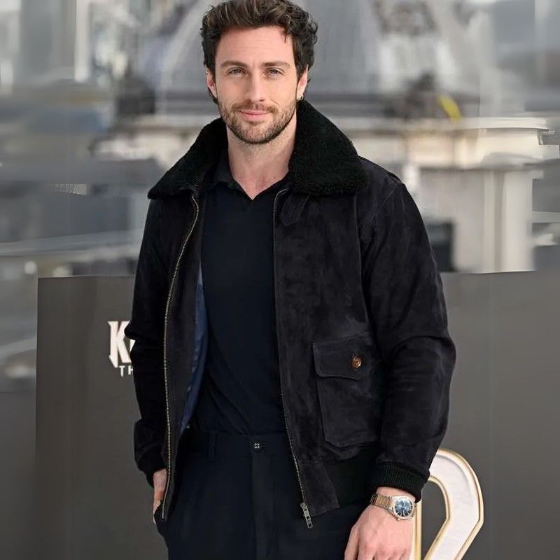  The Hunter Suede Leather Jacket Aaron Taylor-Johnson Kraven
