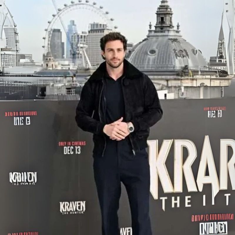  The Hunter Suede Leather Jacket Aaron Taylor-Johnson Kraven