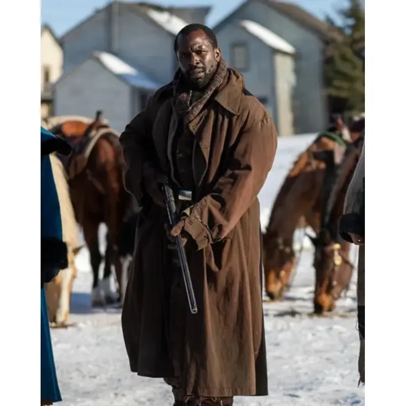 Movie The Thicket 2024 Gbenga Akinnagbe Brown Long Coat