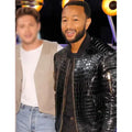 The Voice John Legend Crocodile Black Leather Jacket