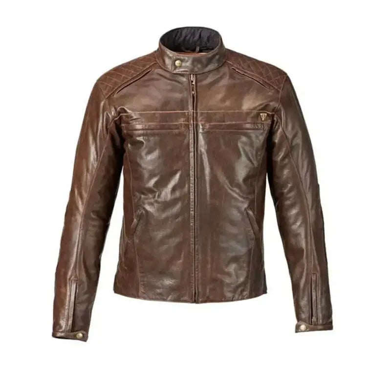 Men Triumph Brown Leather Motorcycle Jacket