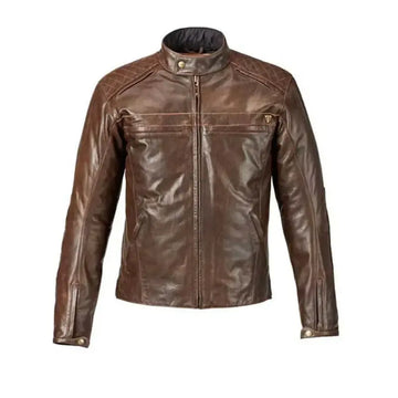 Men Triumph Brown Leather Motorcycle Jacket
