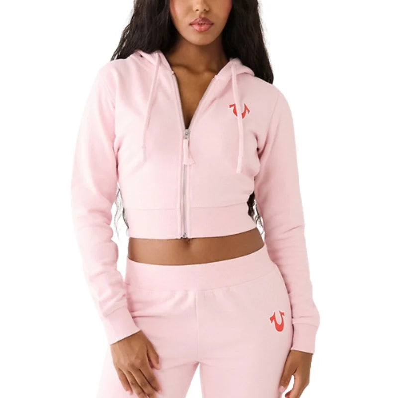 True Religion Women Big T Logo  Pink Hoodie
