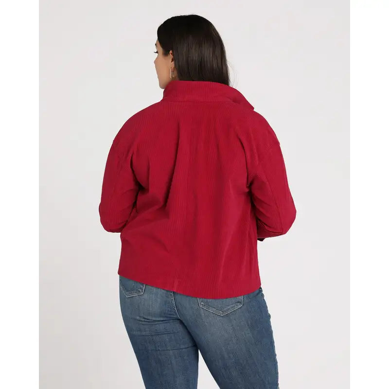 Plus Size Corduroy Utility Jacket