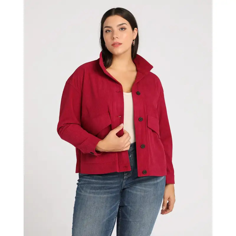 Plus Size Corduroy Utility Jacket