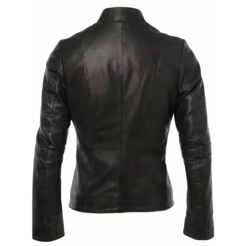Slim Fit Black Military Women's Leather Jacket