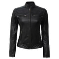 Slim Fit Leather Women's Black Jacket