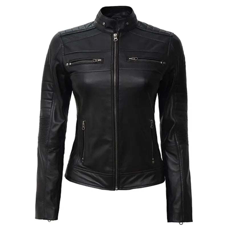 Slim Fit Leather Women's Black Jacket