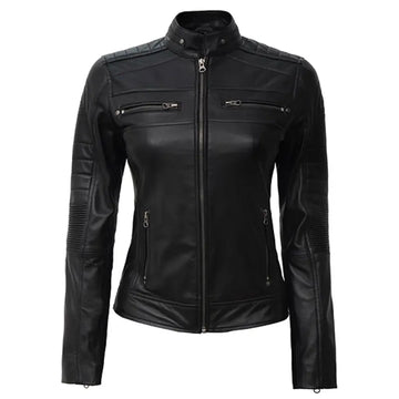 Slim Fit Leather Women's Black Jacket