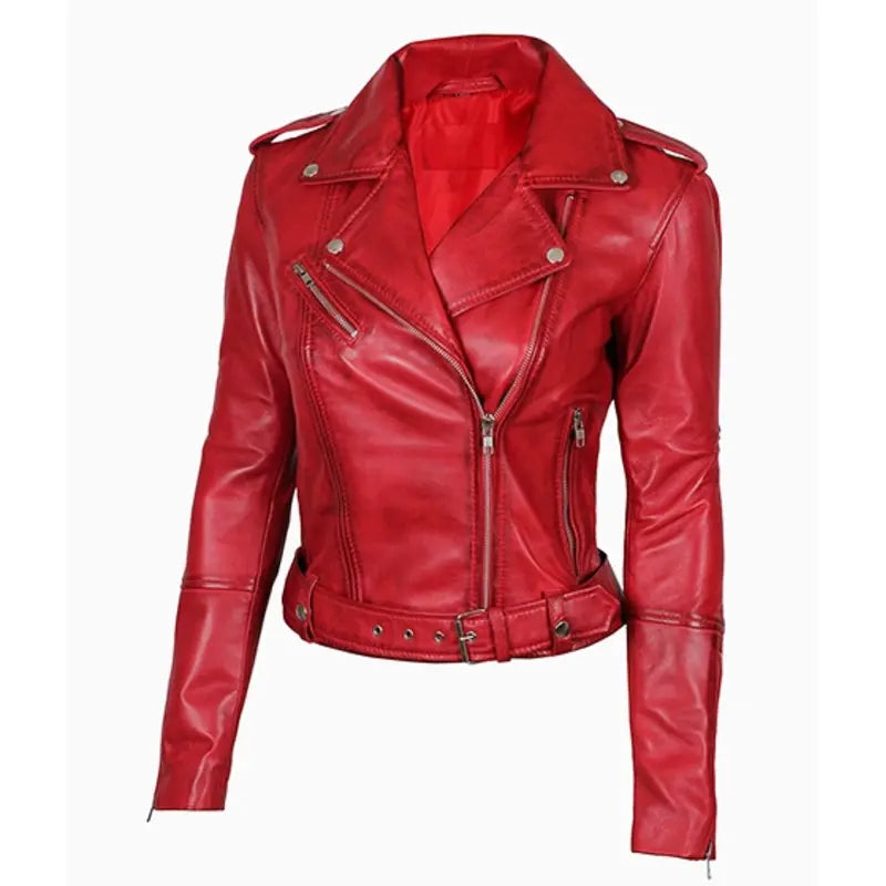 Victoria Women's Red Leather Jacket