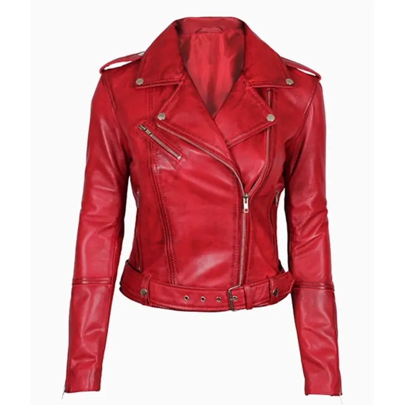 Victoria Women's Red Leather Jacket