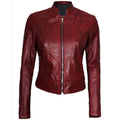 Amy Maroon Leather Jacket