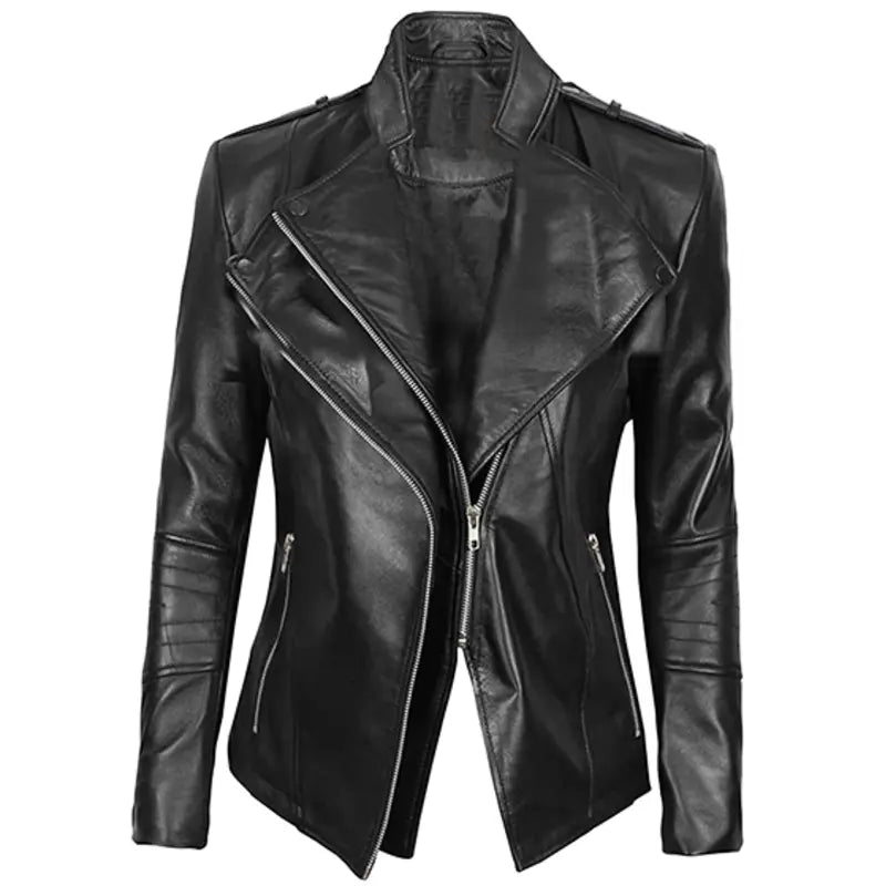 Fitted Racer Black Leather Jacket