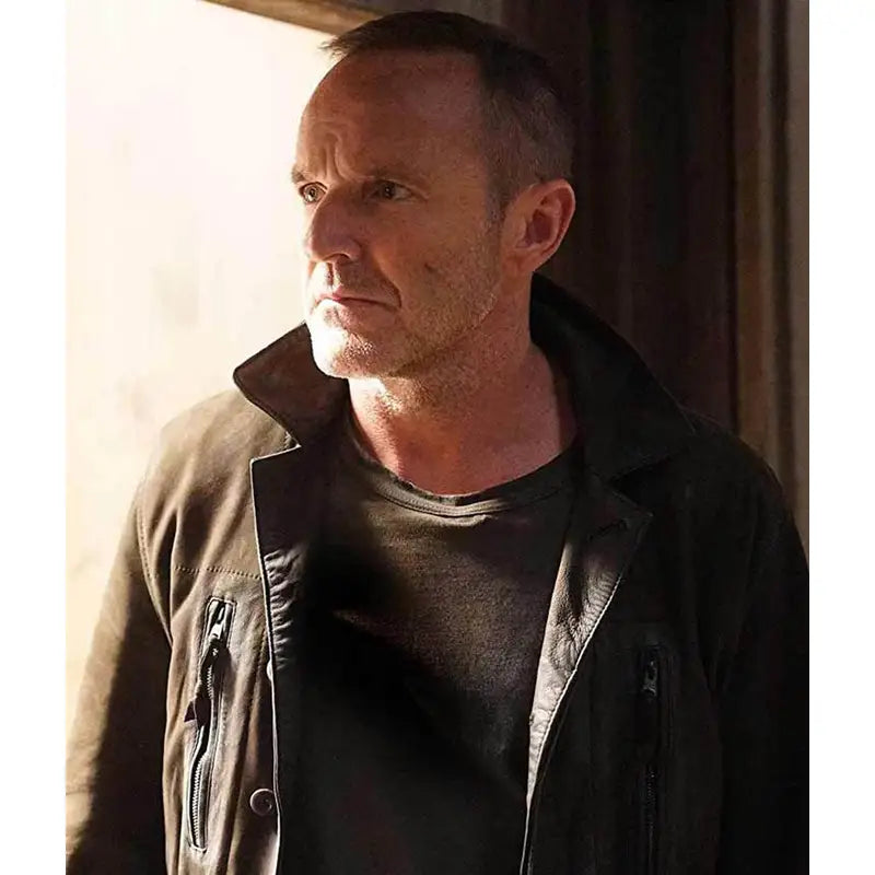 Agents of Shield Clark Gregg Black Leather Jacket