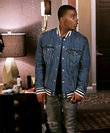 All American Daniel Ezra Blue Denim Bomber Jacket