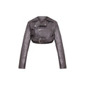 Super Cropped Distressed Belted Biker Jacket