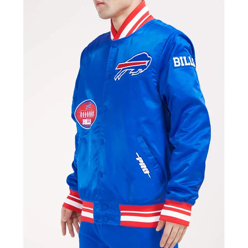 Buffalo Bills Old English Rib Royal Bue Satin Jacket