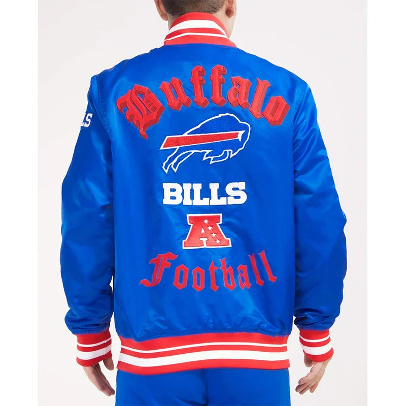 Buffalo Bills Old English Rib Royal Bue Satin Jacket