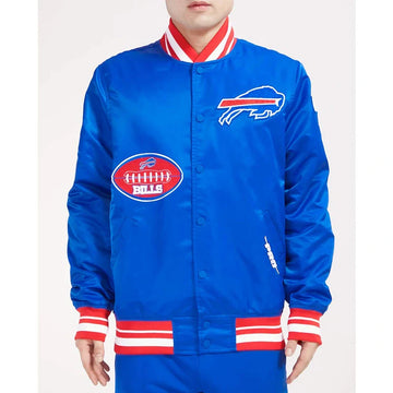 Buffalo Bills Old English Rib Royal Bue Satin Jacket