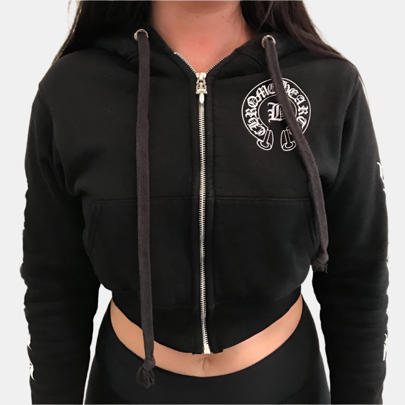 Chrome Hearts Cropped Black Hoodie