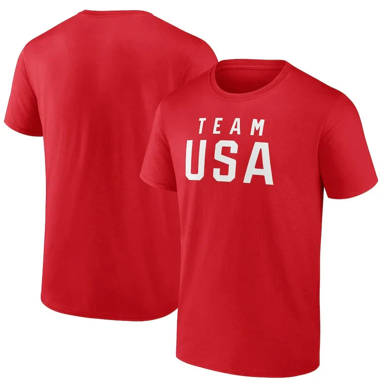 Fanatics Red Team USA 2024 Olympics Wordmark T-Shirt For Unisex