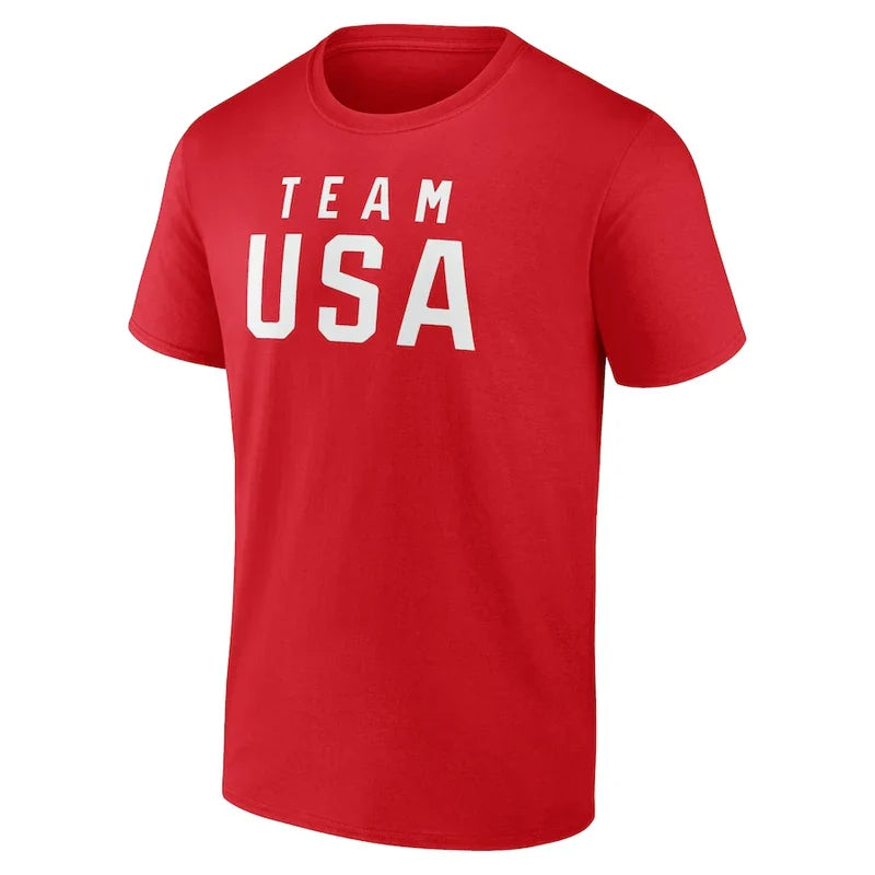 Fanatics Red Team USA 2024 Olympics Wordmark T-Shirt For Unisex