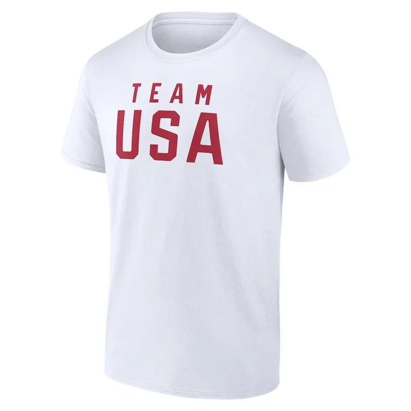 Fanatics Red Team USA 2024 Olympics Wordmark T-Shirt For Unisex