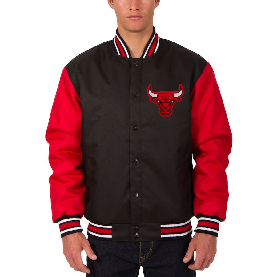 Men's Black Chicago Bulls Poly Twill Logo Jacket