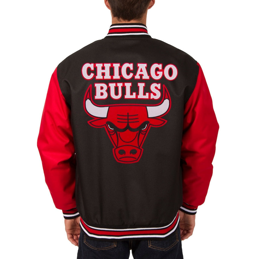 Men's Black Chicago Bulls Poly Twill Logo Jacket