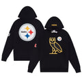 OVO x NFL Black Pittsburgh Steelers OG Owl Pullover Hoodie